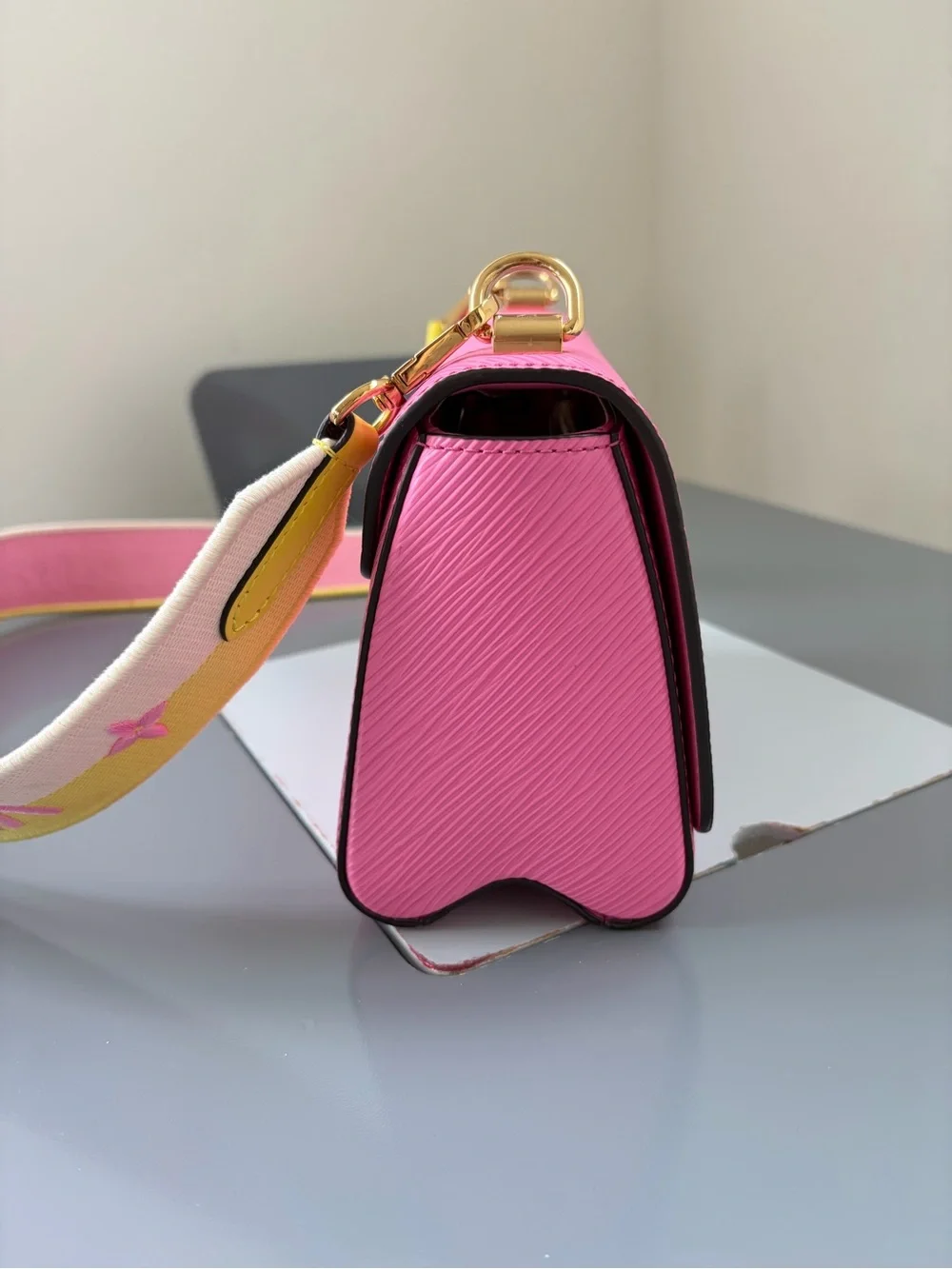 Louis Vuitton Pink Twist Compact Crossbody Bag with Gold Hardware